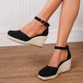 Damen Lässige Keilsandalen mit Knöchelschnalle