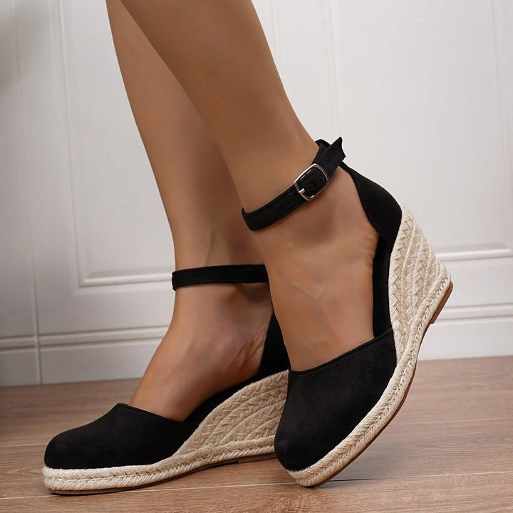 Damen Lässige Keilsandalen mit Knöchelschnalle