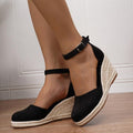 Damen Lässige Keilsandalen mit Knöchelschnalle