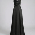 Elegantes Seiden Maxikleid Damen – Abendkleid bodenlang Spaghettiträger Schlitz festlich