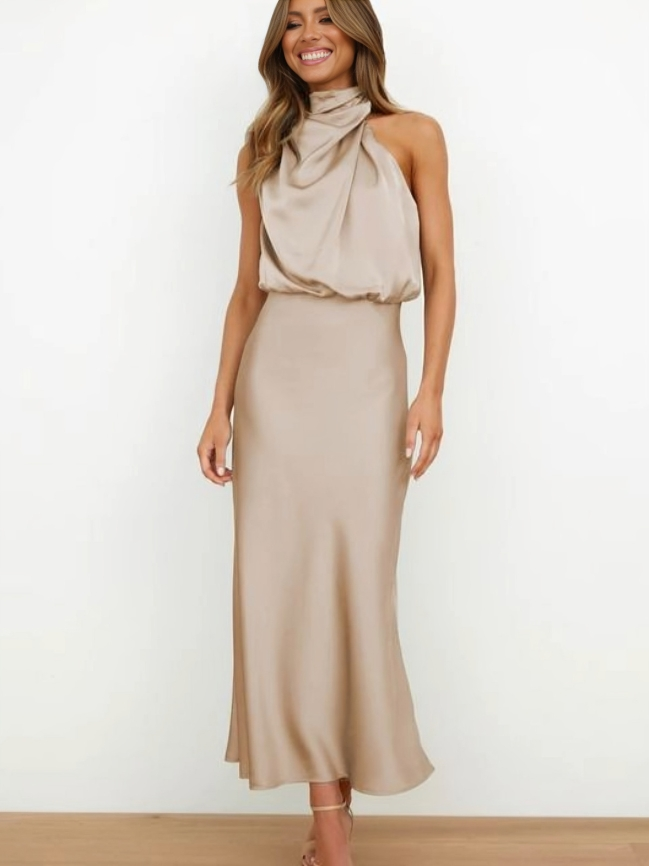 Damen Schickes Neckholder Abendkleid