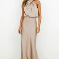 Damen Schickes Neckholder Abendkleid