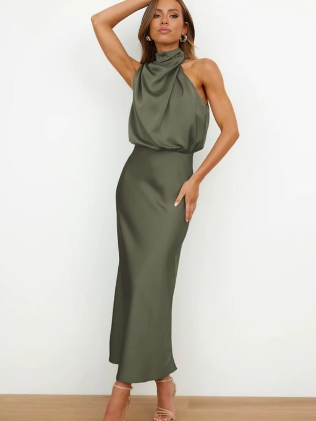 Damen Schickes Neckholder Abendkleid