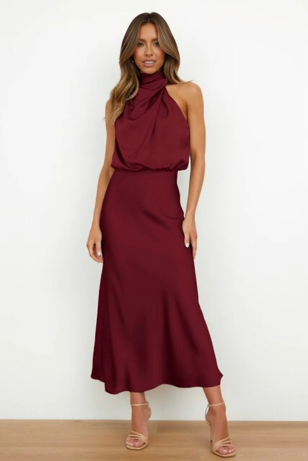 Damen Schickes Neckholder Abendkleid