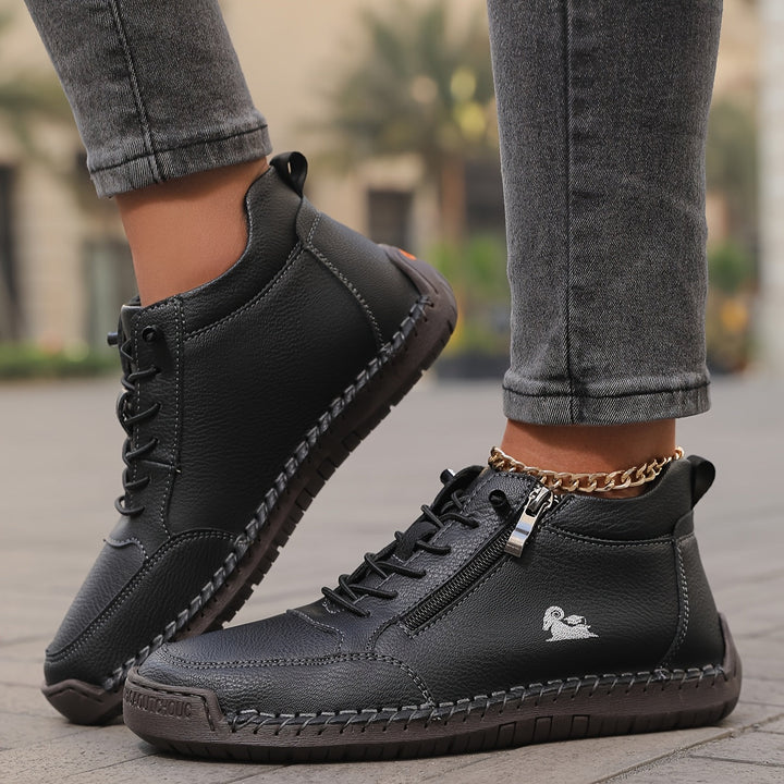 Damen Bequeme Schnürschuhe mit Reißverschluss