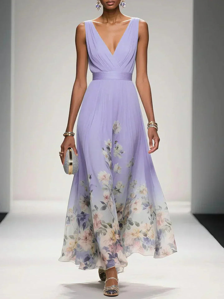 Damen Blumendruck Hochzeitsgastkleid
