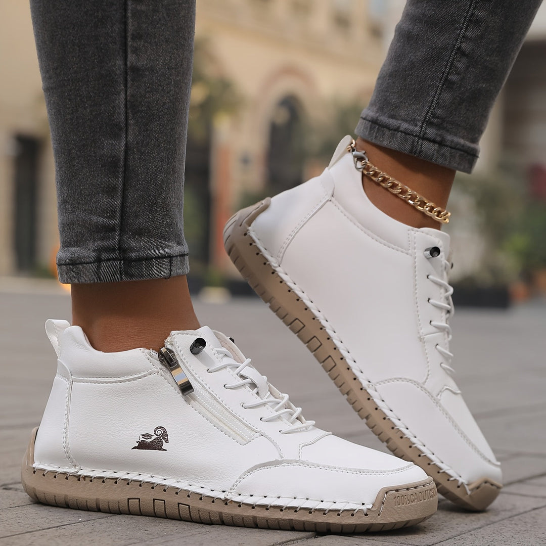 Damen Bequeme Schnürschuhe mit Reißverschluss