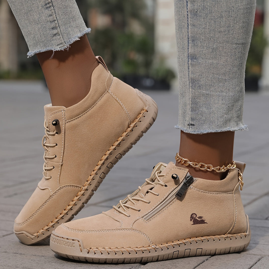 Damen Bequeme Schnürschuhe mit Reißverschluss