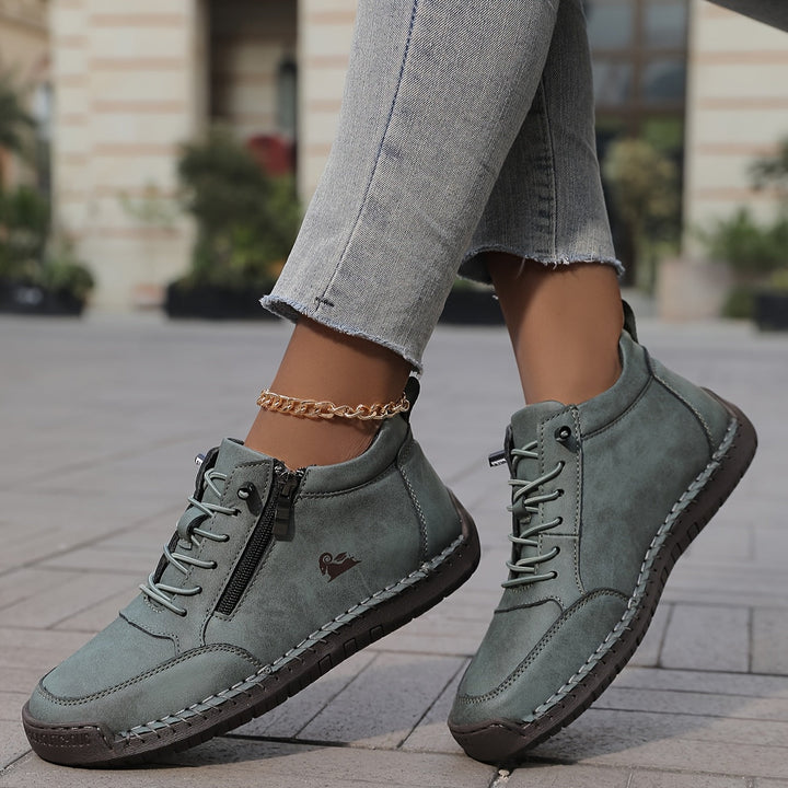 Damen Bequeme Schnürschuhe mit Reißverschluss