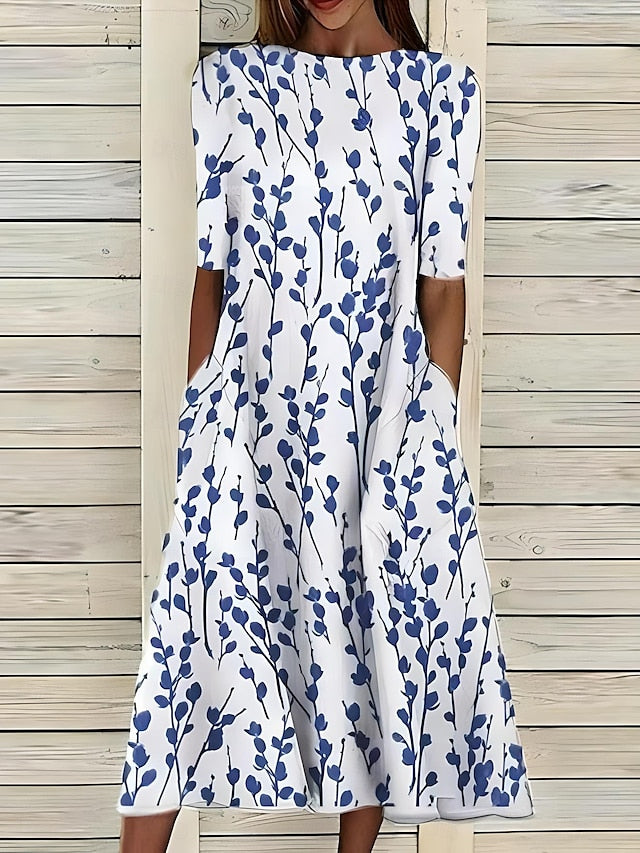 Küstenblumen Midi Kleid