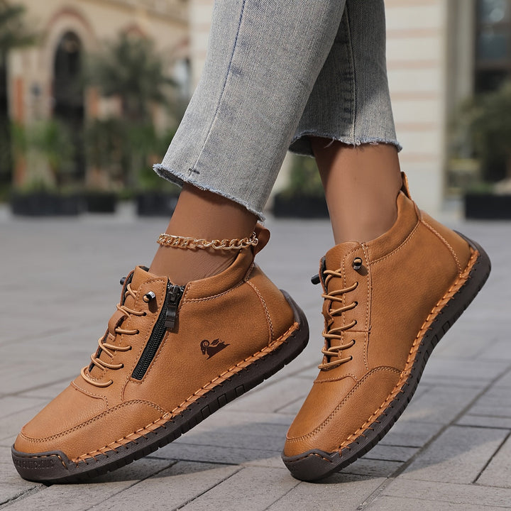 Damen Bequeme Schnürschuhe mit Reißverschluss