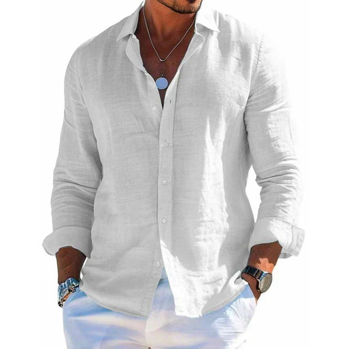 Herren Lässiges Langarmhemd mit Knöpfen