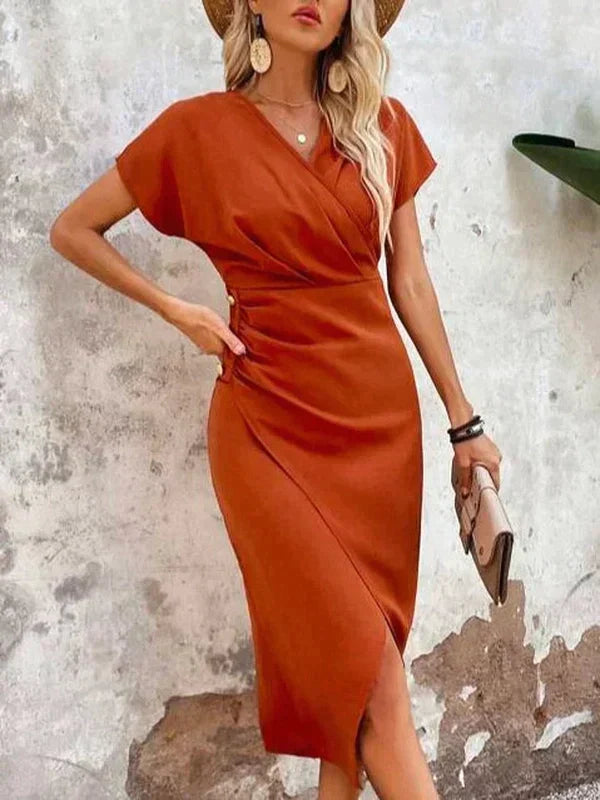 Damen Midikleid mit V-Ausschnitt