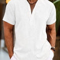 Herren Sommer Henley Kurzarm Shirt