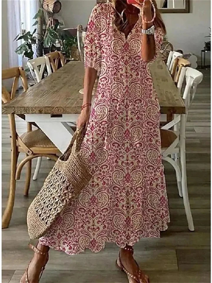 Heidi-Mode – Maxi-Sommerkleid Blumenkleid Chiffon Stufenkleid Strandkleid Boho