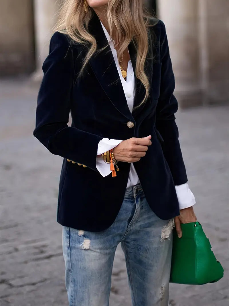 Damen Klassischer Blazer mit Ein-Knopf-Verschluss