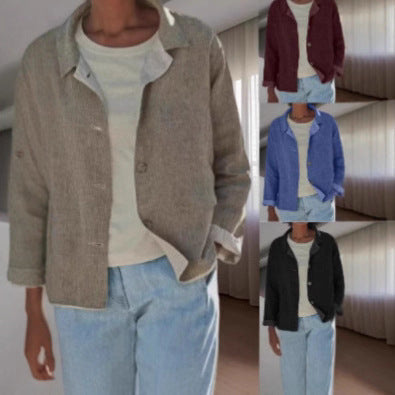 Damen Übergangsjacke mit Kragen Knopfleiste