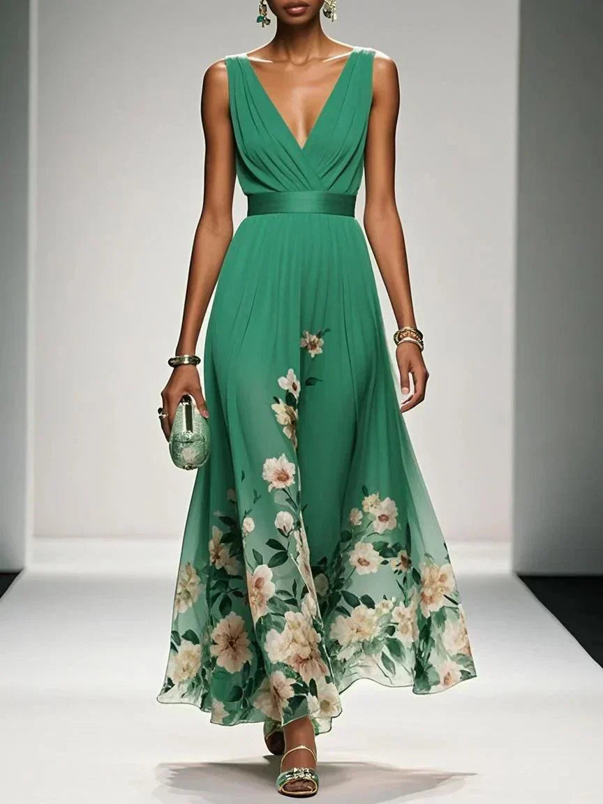 Damen Blumendruck Hochzeitsgastkleid