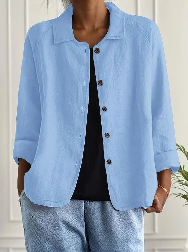 Damen Casual Leichte Jacke Mit Knopfleiste