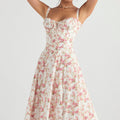 Tailliertes, Bustier-Kleid mit modernem floralem Print – Minikleid Korsett Partykleid Sommerkleid