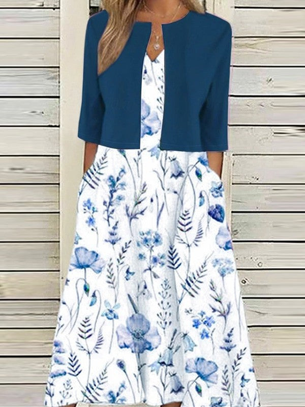 Blumen Zweiteiliges Midi-Kleid