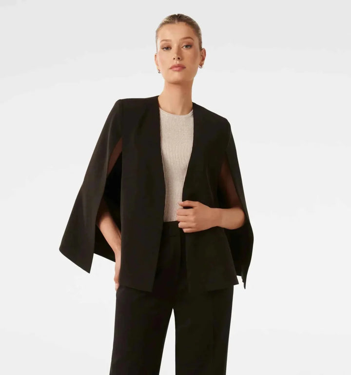 Eleganter Damen Cape Blazer mit Fließendem Schnitt & Ärmelschlitz
