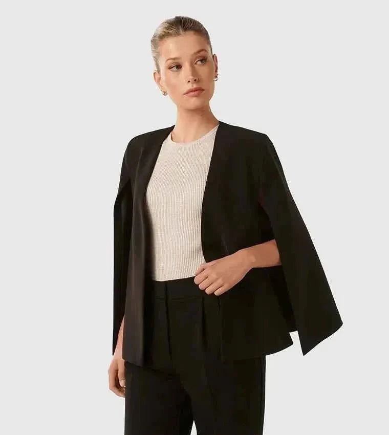 Eleganter Damen Cape Blazer mit Fließendem Schnitt & Ärmelschlitz