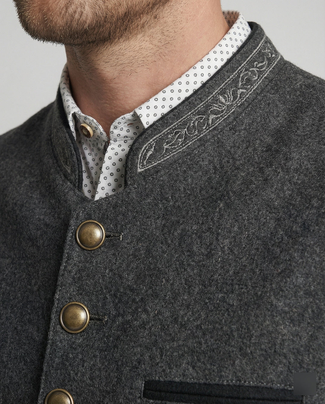 Elegante Herren Trachtenweste Grau Traditionell | Zeitlos