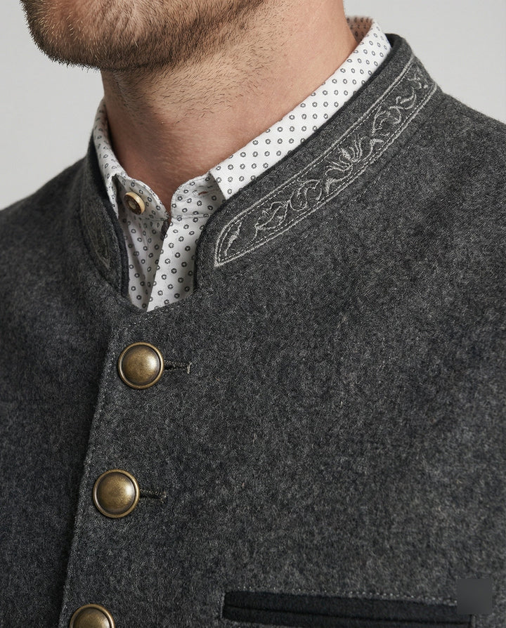 Elegante Herren Trachtenweste Grau Traditionell | Zeitlos