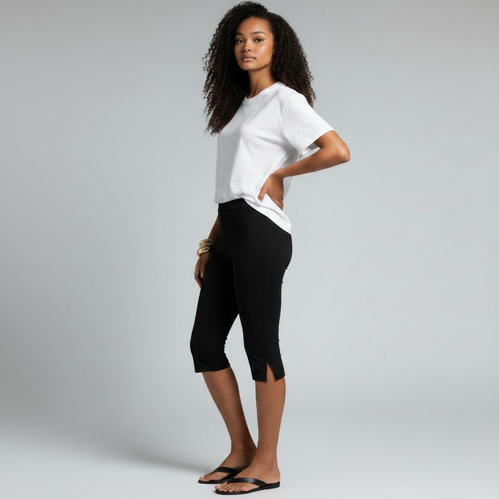 Cropped Damen Capri-Hose in 3/4-Länge mit Taschen