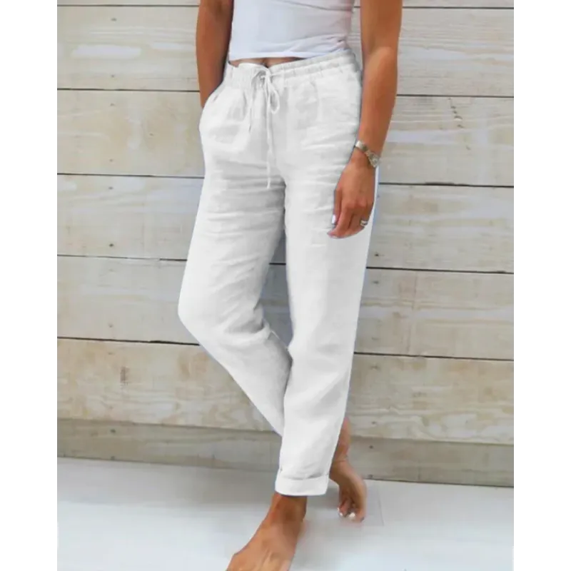 Stilvolle hose für Damen – Leinenhose locker Freizeithose Sommerhose leicht