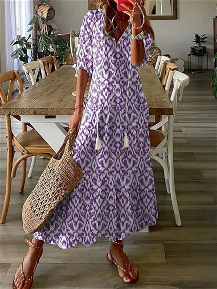 Heidi-Mode – Maxi-Sommerkleid Blumenkleid Chiffon Stufenkleid Strandkleid Boho