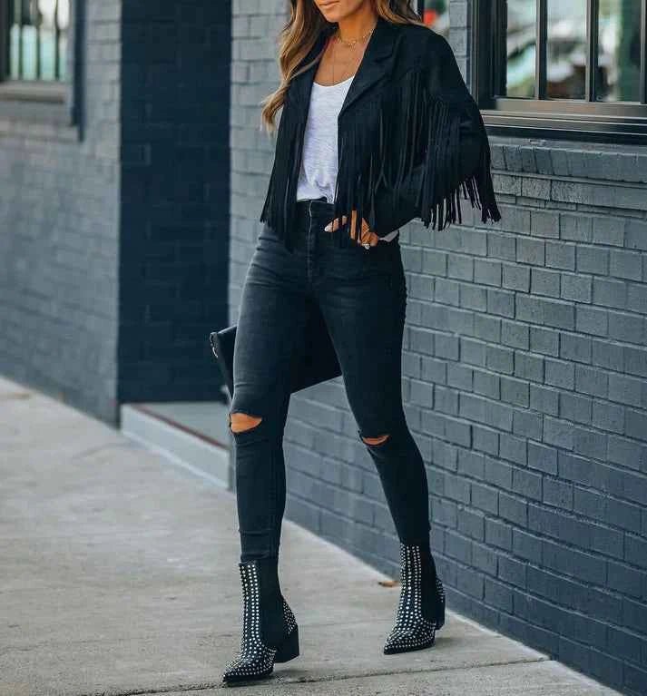Damen Fransenjacke im Western-Stil