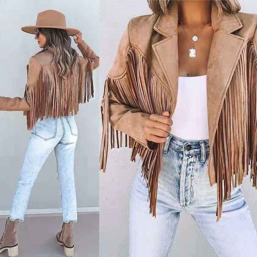 Damen Fransenjacke im Western-Stil