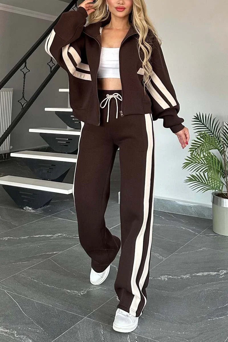 Damen Jogginganzug mit Streifen Zweiteilig