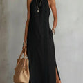 Damen Ärmellos Bestickt Midi-Kleid