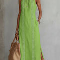 Damen Ärmellos Bestickt Midi-Kleid