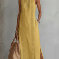 Damen Ärmellos Bestickt Midi-Kleid