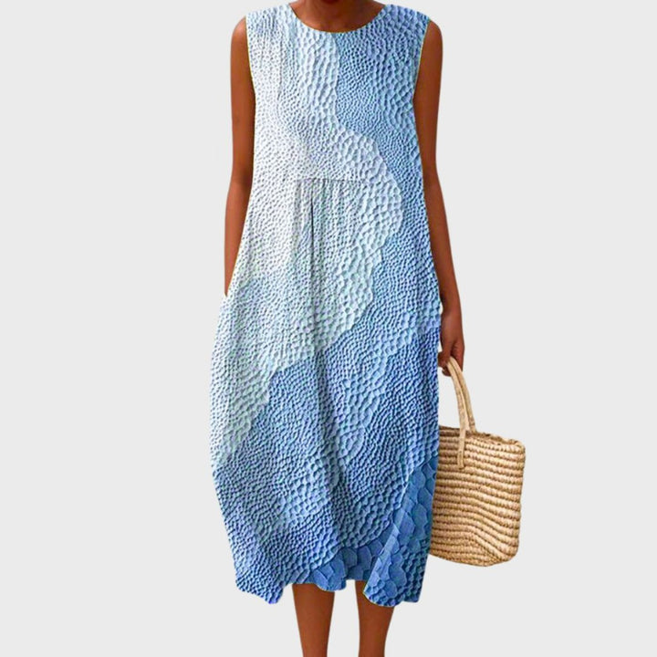 Damen Ärmellos Linnen Midi-Kleid Relaxed-Fit