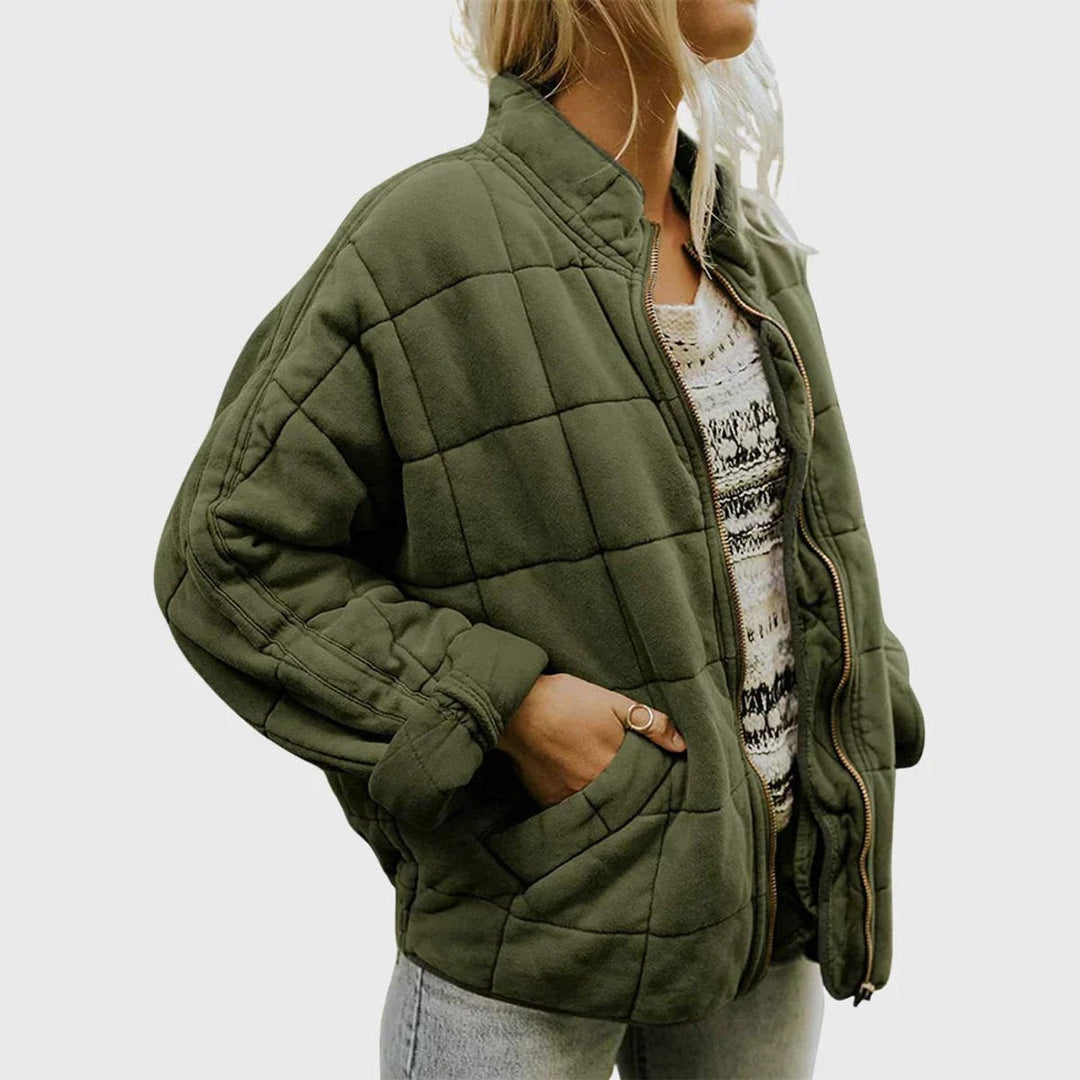 Damen Steppjacke leichte gefütterte Kurzjacke mit Reißverschluss