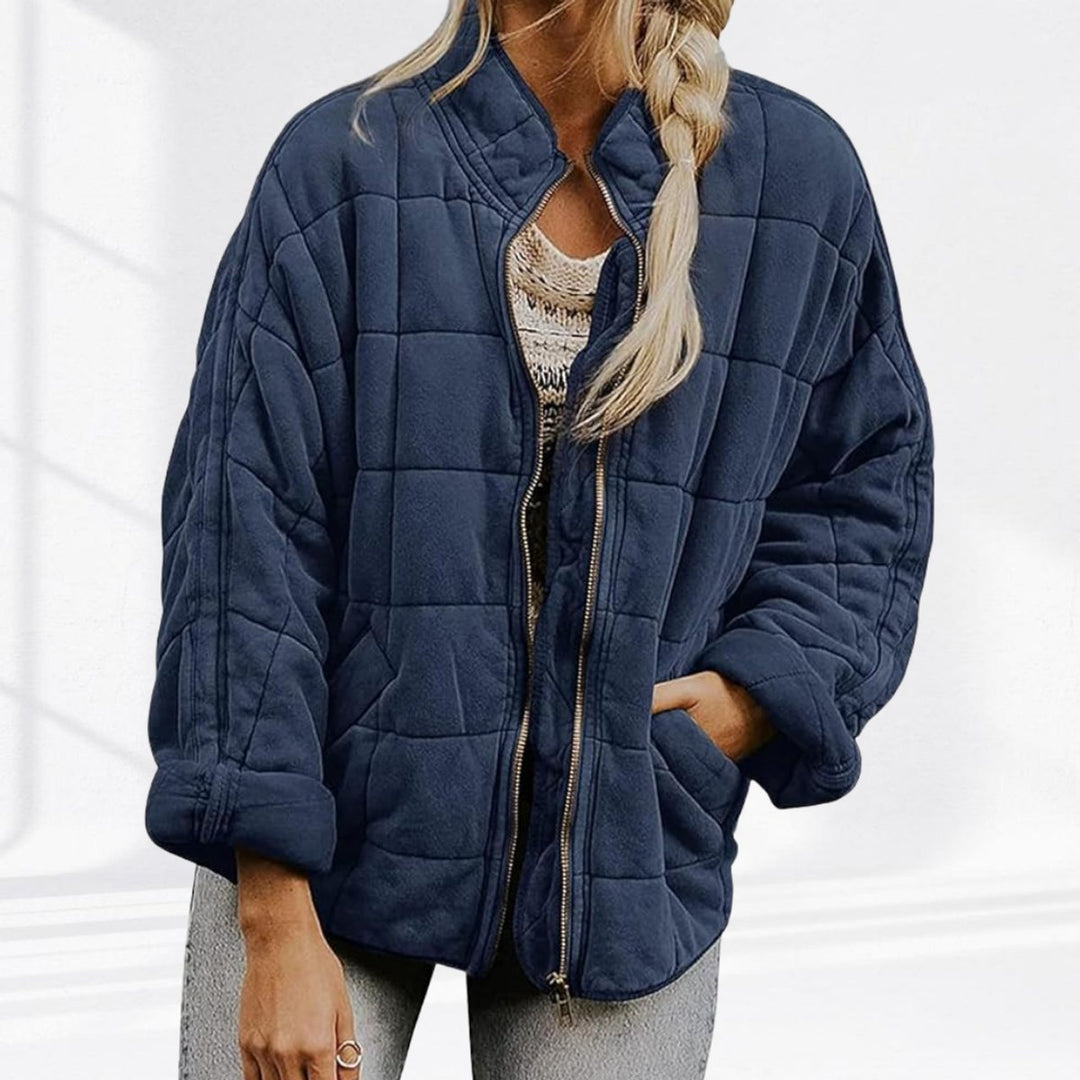 Damen Steppjacke leichte gefütterte Kurzjacke mit Reißverschluss