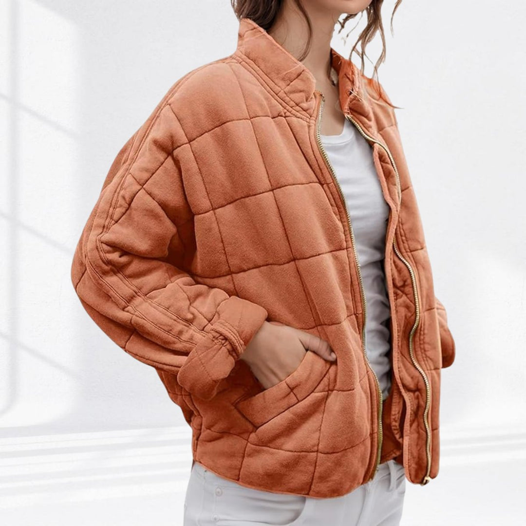 Damen Steppjacke leichte gefütterte Kurzjacke mit Reißverschluss