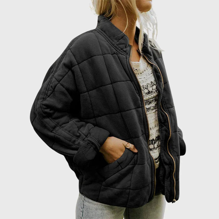 Damen Steppjacke leichte gefütterte Kurzjacke mit Reißverschluss