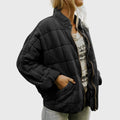 Damen Steppjacke leichte gefütterte Kurzjacke mit Reißverschluss