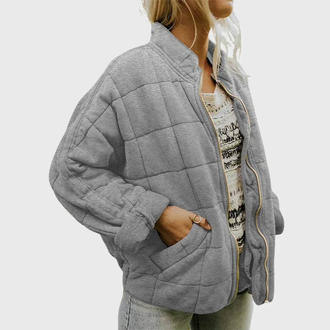 Damen Steppjacke leichte gefütterte Kurzjacke mit Reißverschluss