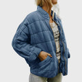 Damen Steppjacke leichte gefütterte Kurzjacke mit Reißverschluss