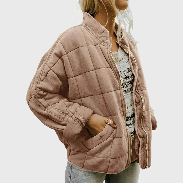 Damen Steppjacke leichte gefütterte Kurzjacke mit Reißverschluss