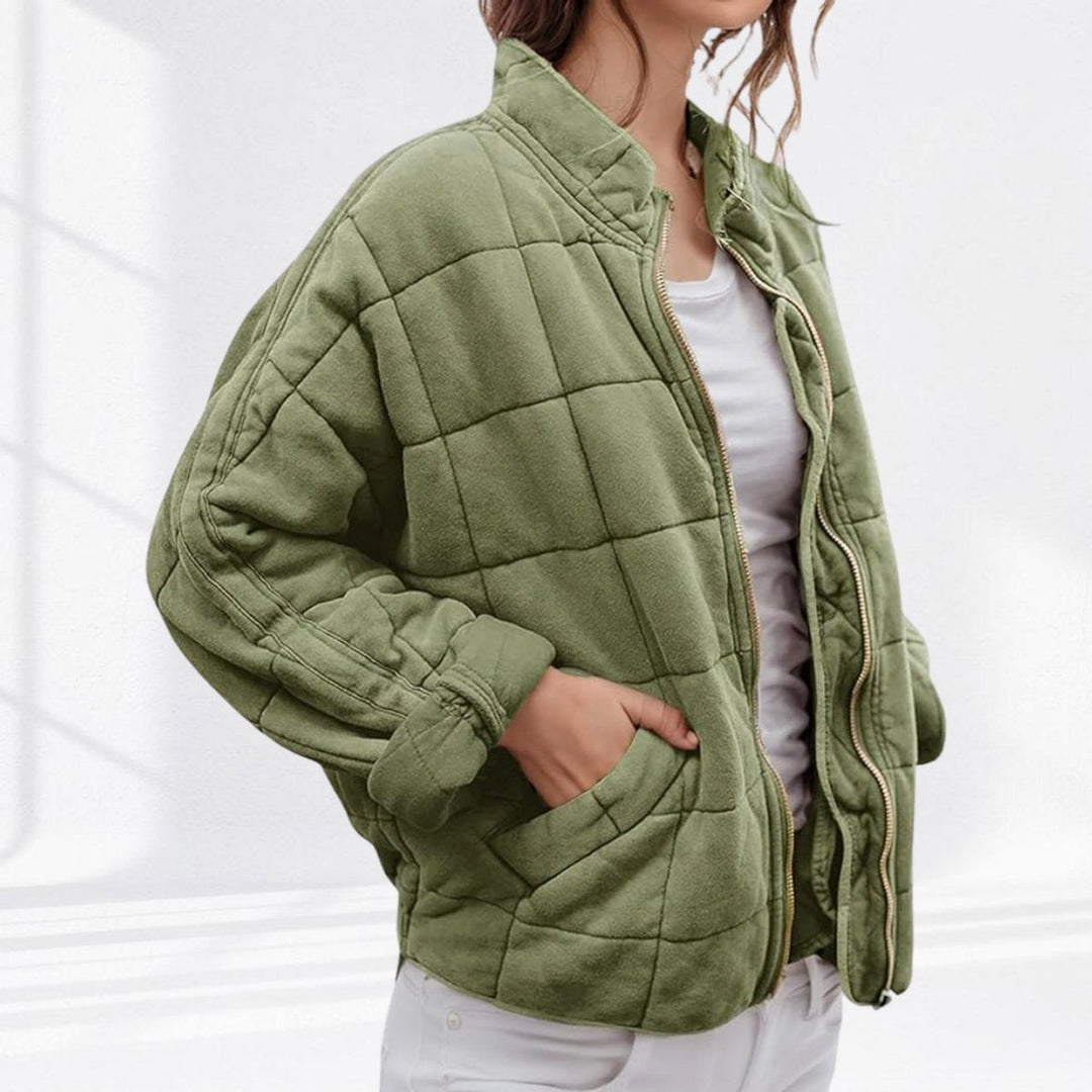 Damen Steppjacke leichte gefütterte Kurzjacke mit Reißverschluss