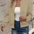 Damen Steppjacke leichte Zip-Up Bomberjacke strukturierter Stoff