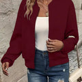 Damen Steppjacke leichte Zip-Up Bomberjacke strukturierter Stoff